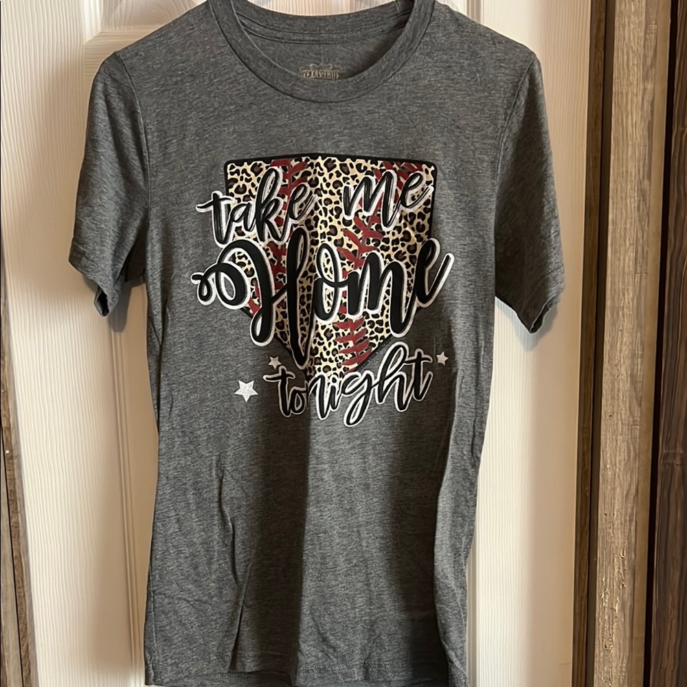 Baseball Cheetah Gray Graphic Tee - Short Sleeve